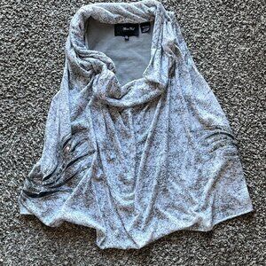 Y2K Miss Me Blouse Womens XS Black/White Cowl Neck Babydoll Sequined Grunge